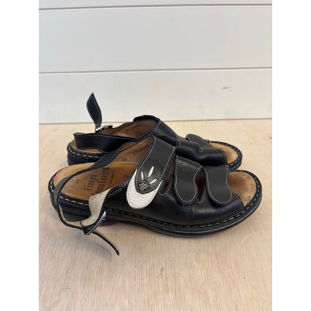 Finn Comfort Women’s Gomera-S Black Leather Sandals Size EU 38 / US 7-7.5